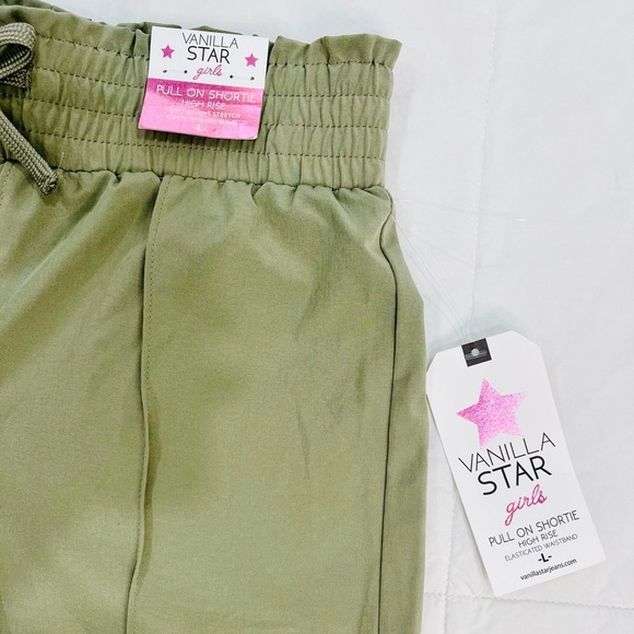 VANILLA STAR• Girls Olive Green Pull On Shortie High Rise Elastic Waist Shorts L - Picture 4 of 7